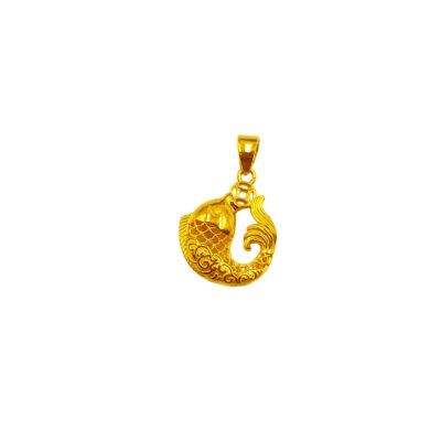 999 Pure Gold Fish with Coin Pendant