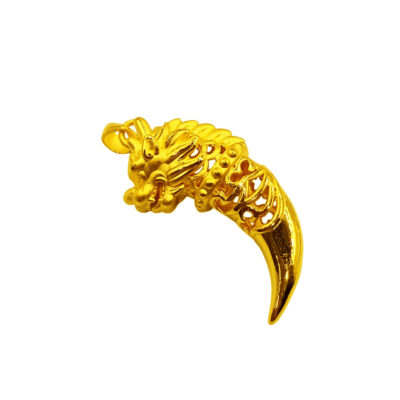 999 Pure Gold Dragon Head Claw Pendant