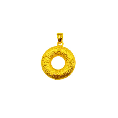 999 Pure Gold Good Luck Donut Pendant (吉祥如意)