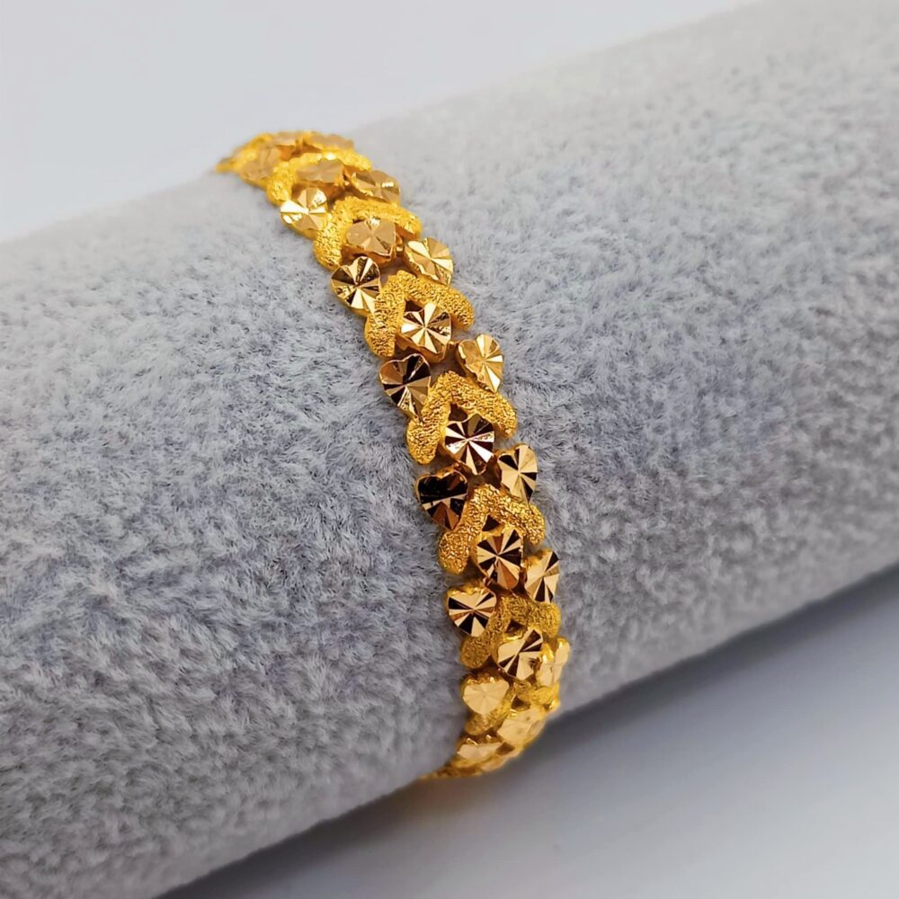 916 Gold Casting Heart Bracelet ( 9mm )