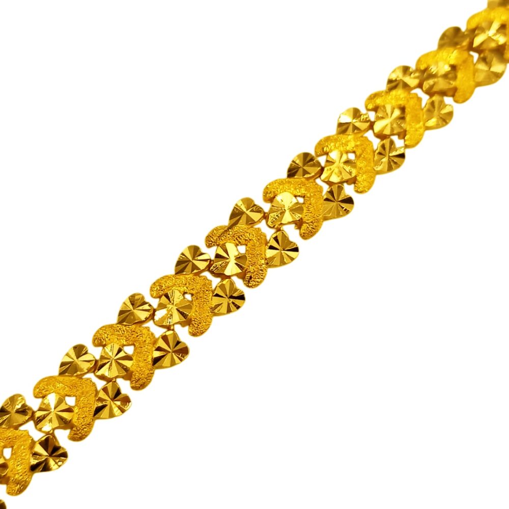 916 Gold Casting Heart Bracelet ( 9mm ) - Image 2