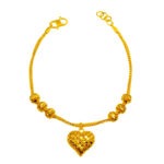 916 Gold Dangling Heart with Ball Bracelet