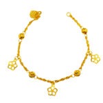 916 Gold Dangling Flower With Ball Disco Bracelet