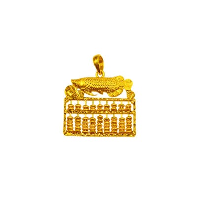 916 Gold Arowana Fish Abacus Pendant