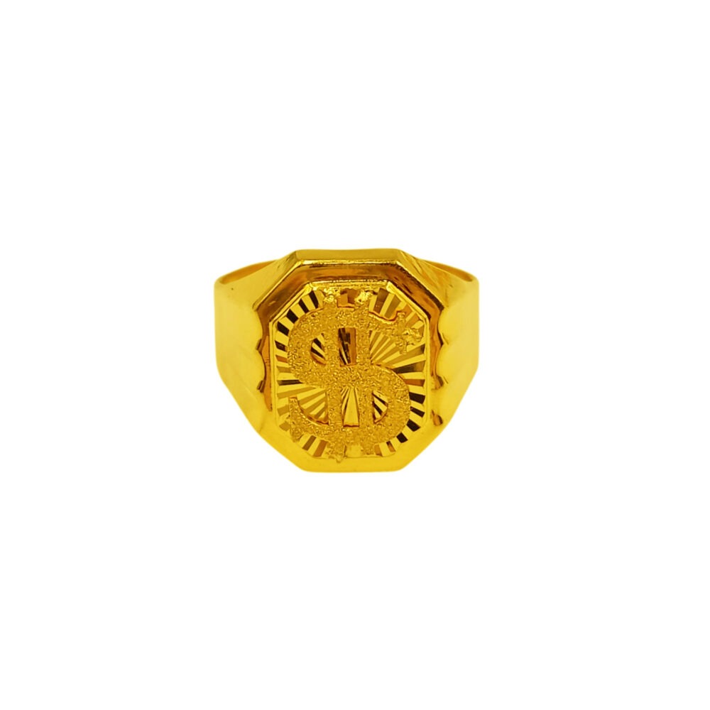 916 Gold Hollow Dollar Sign Ring - Image 2
