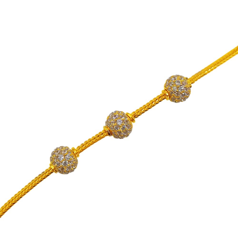 916 Gold Thali Chain With Mugappu ( White Zirconia Ball ) - 2 Pounds - Image 2