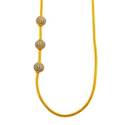 916 Gold Thali Chain With Mugappu ( White Zirconia Ball ) - 2 Pounds