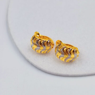 916 Gold Two Tone Spring Clip Earrings