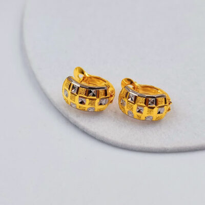 916 Gold Two Tone Spring Clip Earrings