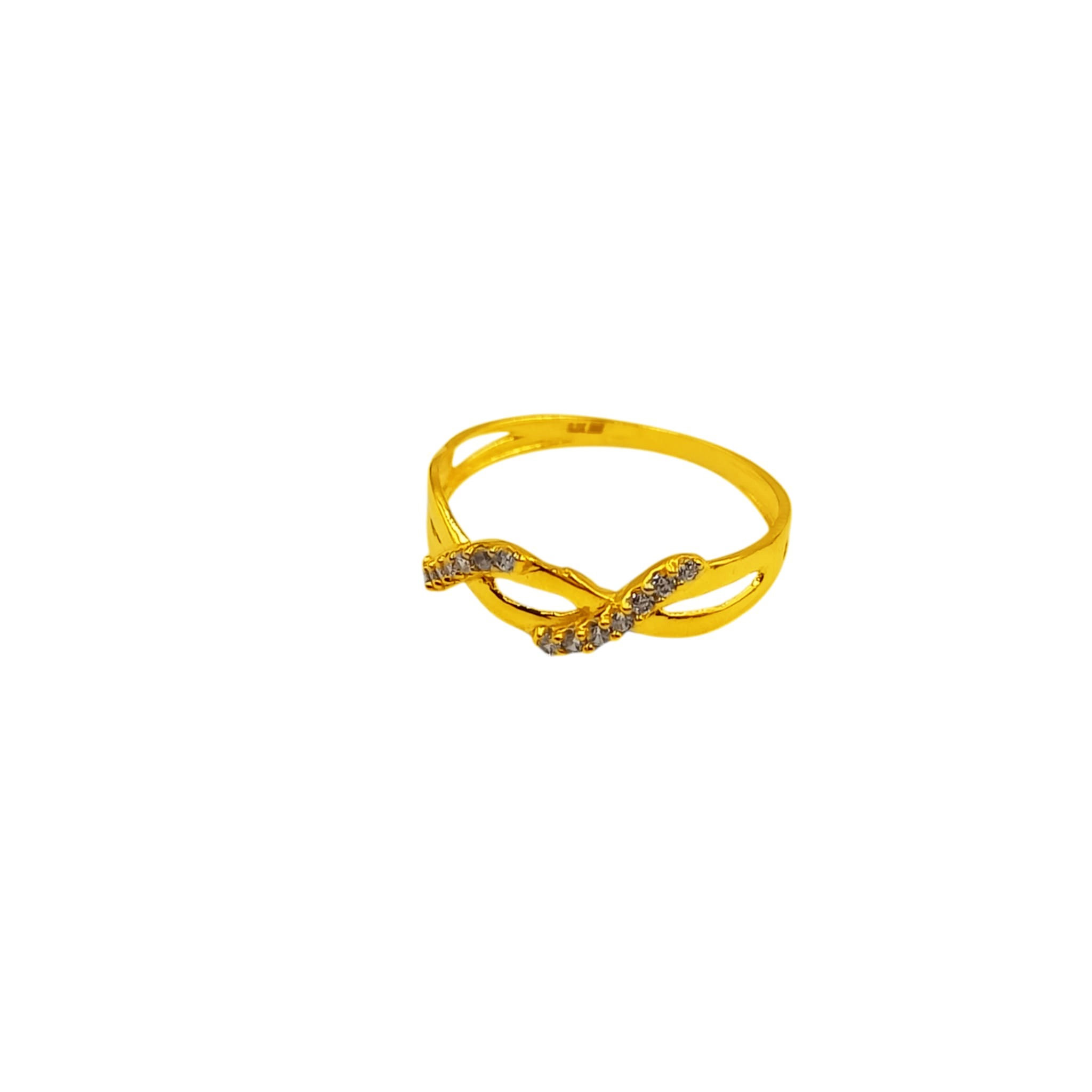 916 Gold Twisted Zirconia Ring - Image 2
