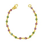 916 Gold Green And Pink Crystal Bracelet  ( 2 Color )