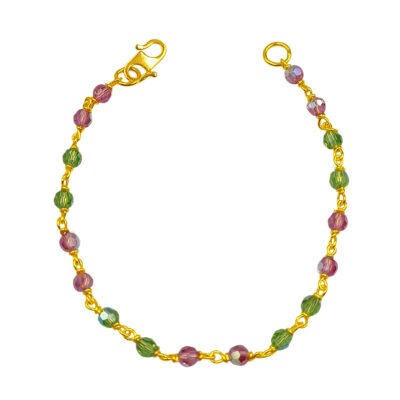 916 Gold Green And Pink Crystal Bracelet ( 2 Color )