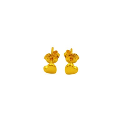 916 Gold Plain Mini Heart Stud Earrings