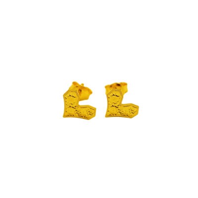 916 Gold Bling Bling Heart Stud Earrings