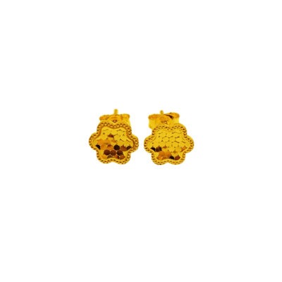 916 Gold Flower Honeycomb Stud Earrings