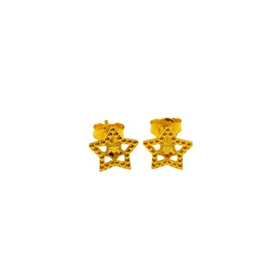 916 Gold Glitter Star Honeycomb Stud Earrings