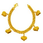 916 Gold Hollow Cowboy with Dangling Sandy Heart Bracelet