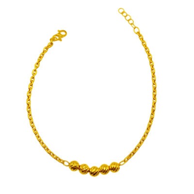 916 Gold Hollow Link with Ball Bracelet