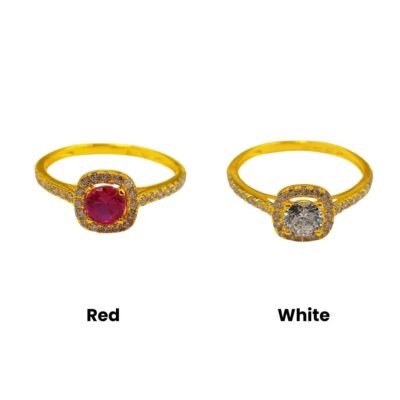 916 Gold Sparkling Square Zirconia Ring