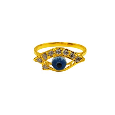 916 Gold Anti Evil Eye Zirconia Ring