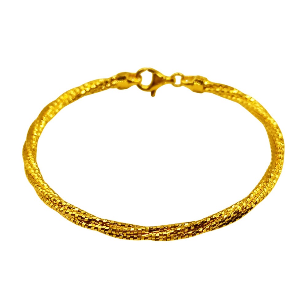 916 Gold Glitter Twisted Bangle ( 3mm )