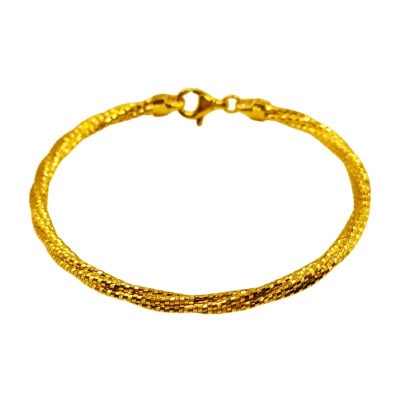 916 Gold Glitter Twisted Bangle ( 3mm )