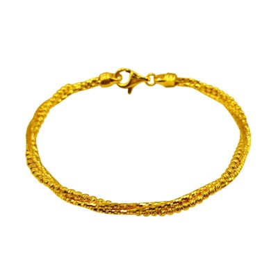 916 Gold Glitter Twisted Ball Bangle ( 3mm )