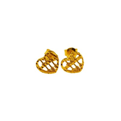 916 Gold Heart Abacus Stud Earrings