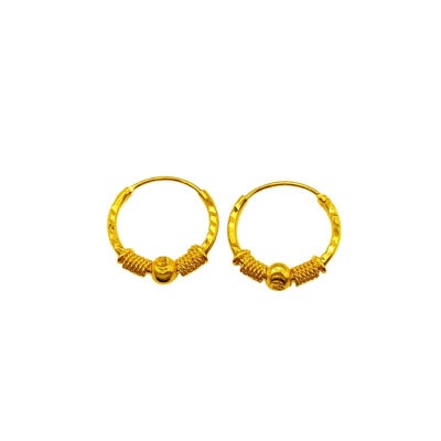 916 Gold Ball Hoop Earrings