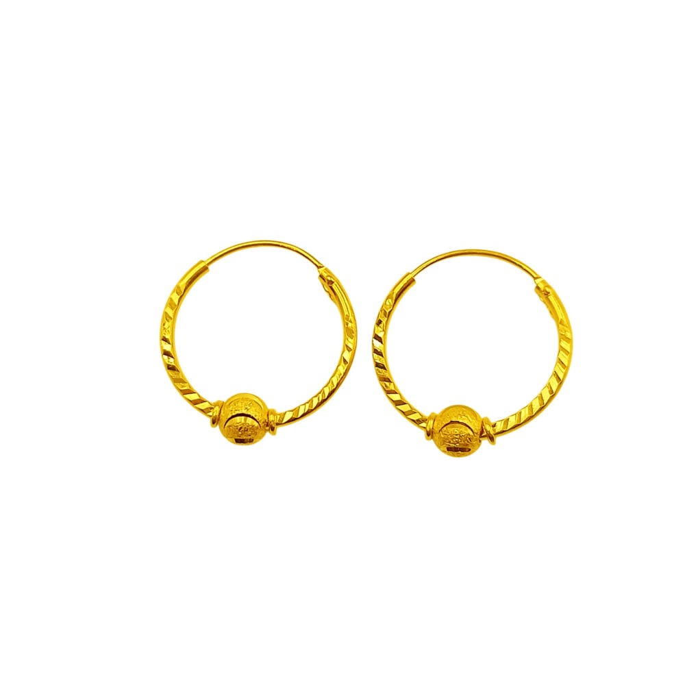 916 Gold Ball Hoop Earrings