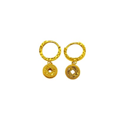 916 Gold Dangling Bling Bling Coin Clip Earrings