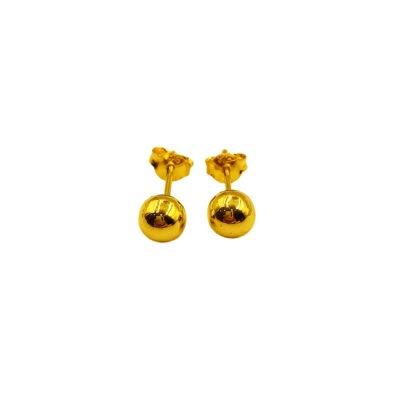 916 Gold Plain Ball Stud Earrings (5mm)