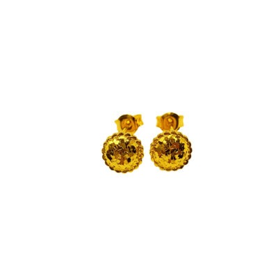 916 Gold Bling Bling Round Stud Earrings