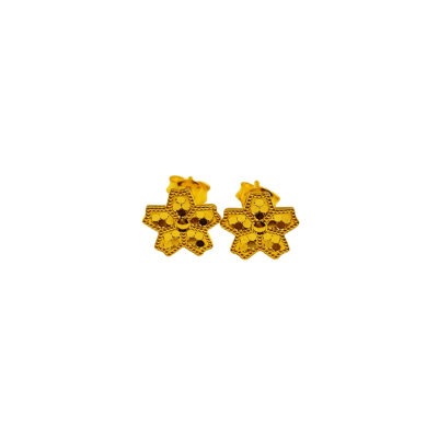916 Gold Flower Honeycomb Stud Earrings