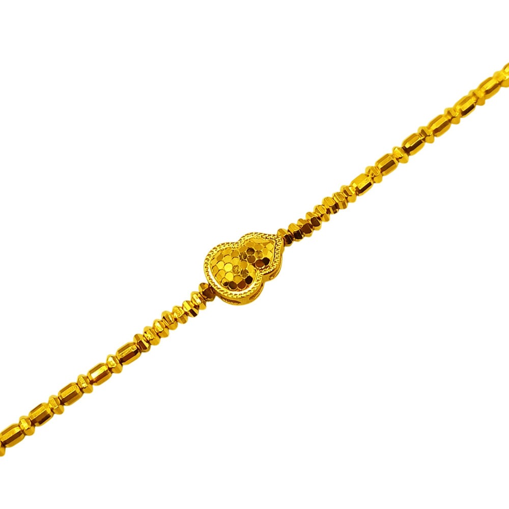 916 Gold Hulu Gourd Honeycomb with Ball Tube Bracelet - Image 2