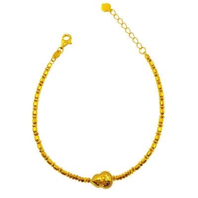 916 Gold Hulu Gourd Honeycomb with Ball Tube Bracelet