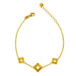 916 Gold 3 Clover Honeycomb Bracelet