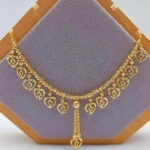 916 Gold Dangling Casting Hearts with Ball Necklace