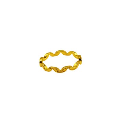 916 Gold Zig Zag Leaf Ring (2mm)