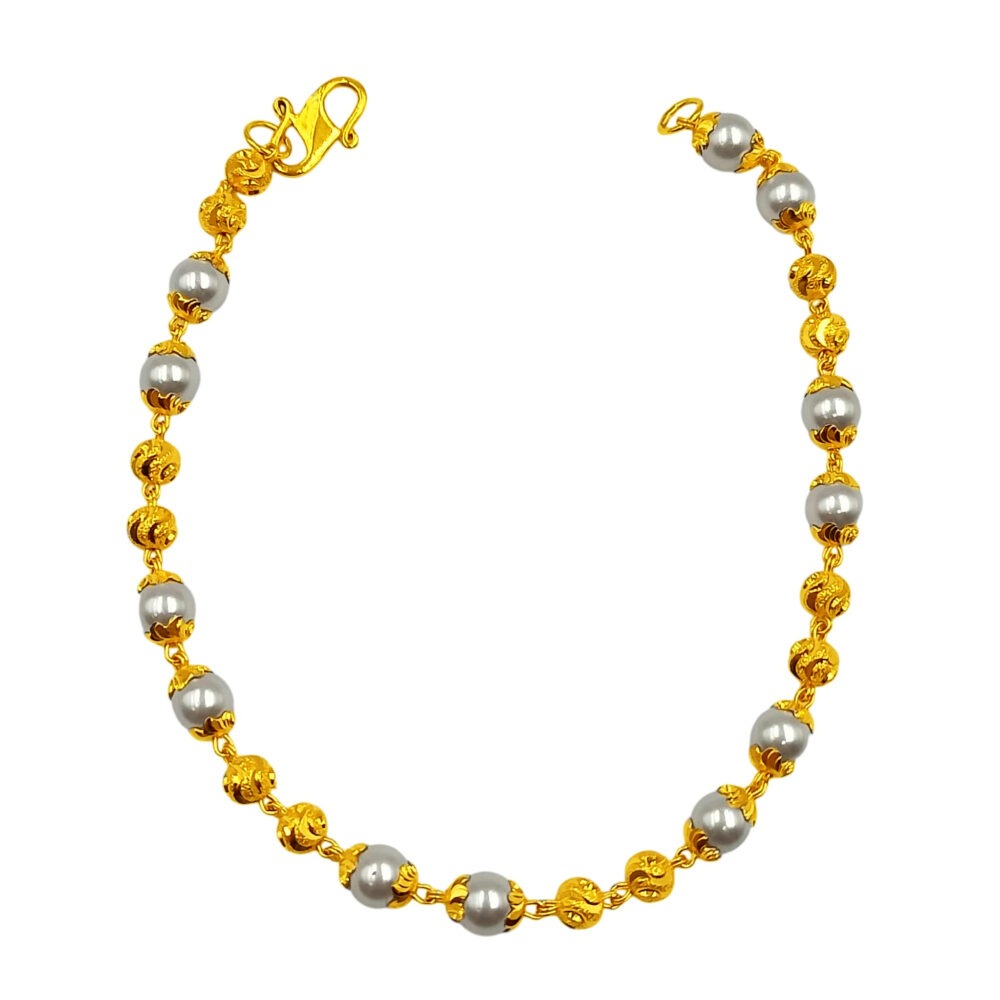 916 Gold Pearl with Ball Bracelet