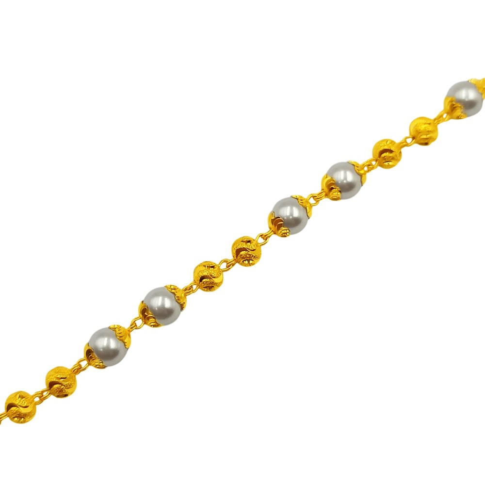 916 Gold Pearl with Ball Bracelet - Image 2