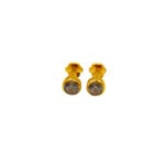 916 Gold Round Zirconia Stud Earrings ( 4.5mm )