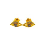 916 Gold White Zirconia Eyes Stud Earrings
