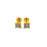 916 Gold Square Zirconia Stud Earrings ( 6mm )
