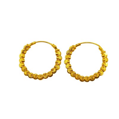 916 Gold Ball Hoop Earrings
