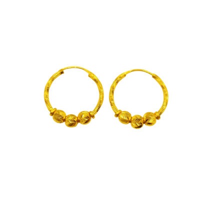 916 Gold Ball Hoop Earrings