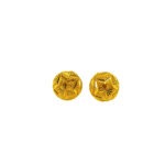 916 Gold Glitter Half Ball Stud Earrings