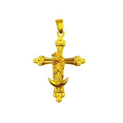 916 Gold Mother Mary Cross Pendant