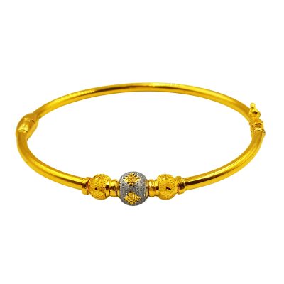 916 Gold Two Tone 3 Ball Bangle