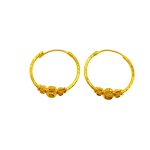 916 Gold 3 Ball Hoop Earrings